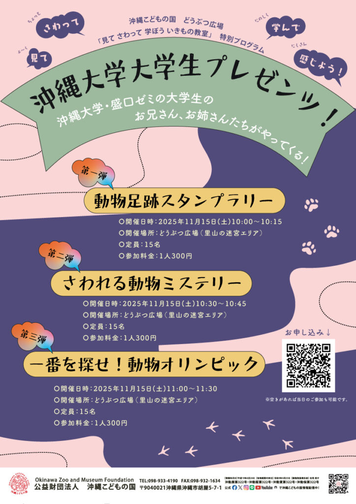 {11/15] どうぶつ広場特別ワークショップ「沖縄大学大学生プレゼンツ！どうぶつワークショップ」