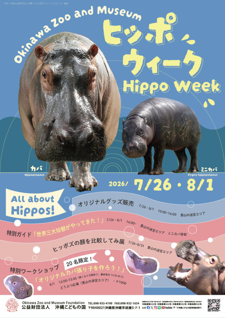 [July 26 & August 1] Hippo Week at Okinawa Zoo & Museum
